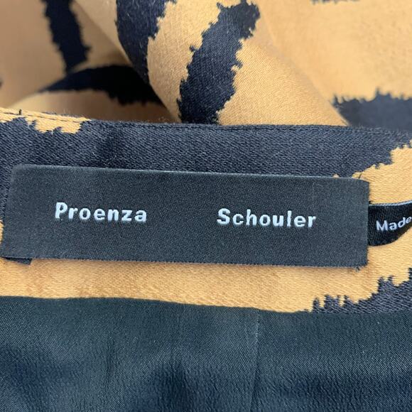 PROENZA SCHOULER Size 8 Tan Black Wool Silk Animal Print Back Zip Mini Skirt - Picture 4 of 5